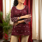 Exclusive brown cotton top with hand embroidered mirror work