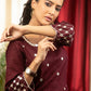 Exclusive brown cotton top with hand embroidered mirror work