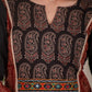 Straight Cut Cotton Paisely Combination Kurta With Hand made Kutch Mirror Embroidery