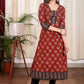 A line Ajrakh Combination Kurta With Wooden Beads