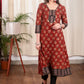 A line Ajrakh Combination Kurta With Wooden Beads