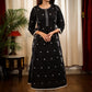 A  - line Black Print Cotton Handloom Combination Kurta With Beautiful Silver Embroidery and Fish Motifs