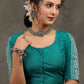 Classy Turquoise Green Cotton Silk Blouse with Beautiful Floral Embroidery on Back and Sleeves