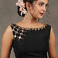 Exclusive Black Cotton Silk Sleeveless Blouse with Intricate Hand and Mirror Embroidery on Neck and Shoulder