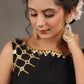Exclusive Black Cotton Silk Sleeveless Blouse with Intricate Hand and Mirror Embroidery on Neck and Shoulder