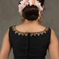 Exclusive Black Cotton Silk Sleeveless Blouse with Intricate Hand and Mirror Embroidery on Neck and Shoulder