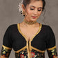 Elegant Black Cotton Silk Blouse with Brocade Detailing Highlighted with Gota Patti Lace