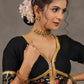 Elegant Black Cotton Silk Blouse with Brocade Detailing Highlighted with Gota Patti Lace