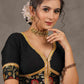 Elegant Black Cotton Silk Blouse with Brocade Detailing Highlighted with Gota Patti Lace