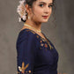Beautiful Navy Blue Blouse with Elegant Embroidery on Sleeves and Shoulder.