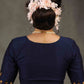 Beautiful Navy Blue Blouse with Elegant Embroidery on Sleeves and Shoulder.