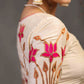 Classy Ivory Cotton Silk Blouse with Beautiful Lotus Embroidery on Back and Sleeves
