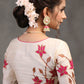 Classy Ivory Cotton Silk Blouse with Beautiful Lotus Embroidery on Back and Sleeves