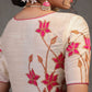 Classy Ivory Cotton Silk Blouse with Beautiful Lotus Embroidery on Back and Sleeves