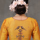 Elegant Yellow Cotton Silk Blouse with Beautiful Bird Embroidery on Back and Front