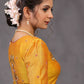 Elegant Yellow Cotton Silk Blouse with Beautiful Bird Embroidery on Back and Front