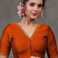 Exclusive Rust Cotton Silk Blouse with Beautiful Hand Embroidery on Neck and Sleeves