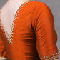 Exclusive Rust Cotton Silk Blouse with Beautiful Hand Embroidery on Neck and Sleeves