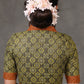 Exclusive Olive Green Ajrakh Blouse with Brown Mandarin Collar