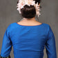 Standout Royal Blue Cotton Silk Blouse with Ikat Combination on Hem and Sleeves