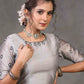 Classy Grey Chanderi Blouse with Overall Beautiful Floral Embroidery