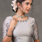 Classy Grey Chanderi Blouse with Overall Beautiful Floral Embroidery