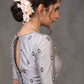 Classy Grey Chanderi Blouse with Overall Beautiful Floral Embroidery