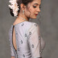 Classy Grey Chanderi Blouse with Overall Beautiful Floral Embroidery
