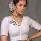 Classy Ivory Cotton Silk Blouse with Beautiful Swan Embroidery on Back and Front