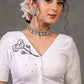 Classy Ivory Cotton Silk Blouse with Beautiful Swan Embroidery on Back and Front