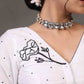 Classy Ivory Cotton Silk Blouse with Beautiful Swan Embroidery on Back and Front