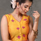 Exclusive Yellow Cotton Silk Sleevless Blouse with Overall Beautiful Floral Embroidery