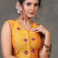 Exclusive Yellow Cotton Silk Sleevless Blouse with Overall Beautiful Floral Embroidery