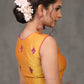 Exclusive Yellow Cotton Silk Sleevless Blouse with Overall Beautiful Floral Embroidery
