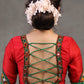 Elegant Red Cotton Silk Blouse Highlighted with Kutch Mirror Work Patch on Sleeves and Neckline