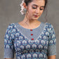 Trendy Floral Kantha Blouse with Stripes Combination on Neckline and Sleeves