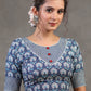 Trendy Floral Kantha Blouse with Stripes Combination on Neckline and Sleeves