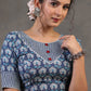 Trendy Floral Kantha Blouse with Stripes Combination on Neckline and Sleeves