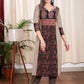 Elegant Straight Cut Chikoo Colour Cotton Kurta with Classy Blend of Ajrakh Fabric