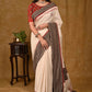 Cream Cotton Saree with Elegant Ajrakh Border and Gond Painting