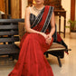 Breezy maroon plain Cotton saree with beautiful black Ikat border