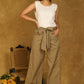 Classy Cotton Dusty Beige Waist Tie Up Pants