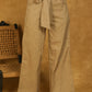 Classy Cotton Dusty Beige Waist Tie Up Pants