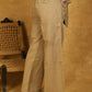 Classy Cotton Dusty Beige Waist Tie Up Pants