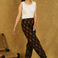 Trendy Cotton Black with Mustard Ikat Print Joggers