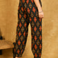 Trendy Cotton Black with Mustard Ikat Print Joggers