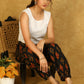 Trendy Cotton Black with Mustard Ikat Print Joggers