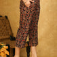 Trendy Cotton Black Animal Print Ajrakh Crop Pant