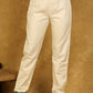 Smart Cotton Off-White Trouser with Lace Insert Detail