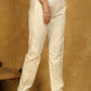 Smart Cotton Off-White Trouser with Lace Insert Detail
